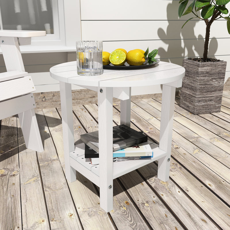 HERACLES Patio Outdoor Round Adirondack Plastic/Resin Side Table